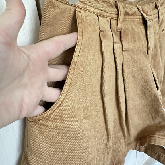 Free People Micro Denim Chino Short‎ Brown Tan Size 4 New 1 Inch Inseam Western - Picture 4 of 7